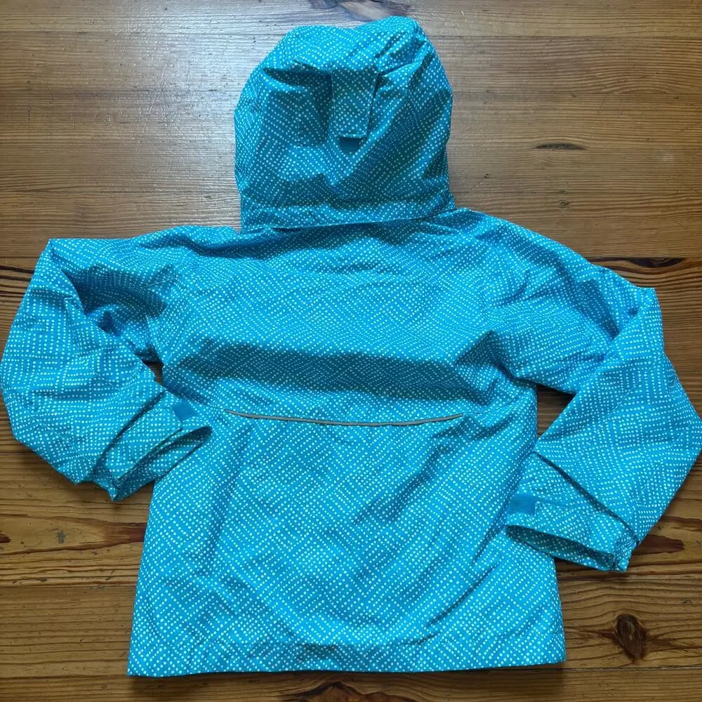Columbia light blue white‎ dotted full zip hooded girls coat SIZE XS